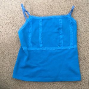 blue medium length top from urban outfitters.With adjustable straps and stretchy